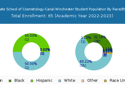 Ohio State School of Cosmetology-Canal Winchester 2023 Student Population by Gender and Race chart