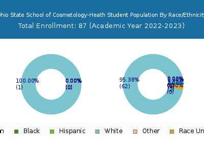 Ohio State School of Cosmetology-Heath 2023 Student Population by Gender and Race chart