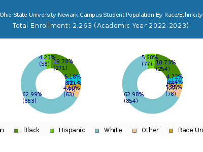 Ohio State University-Newark Campus 2023 Student Population by Gender and Race chart