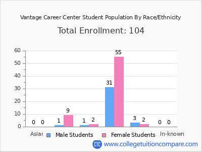 Vantage Career Center 2025 Student Population by Gender and Race chart