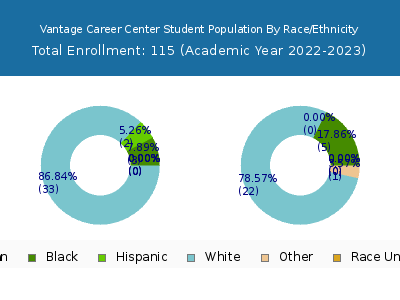 Vantage Career Center 2023 Student Population by Gender and Race chart