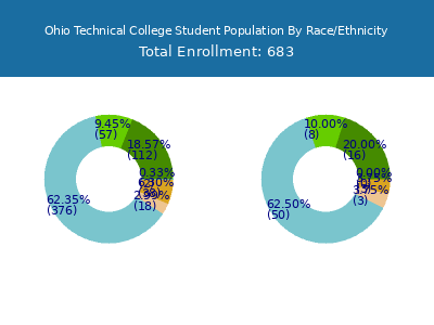 Ohio Technical College 2025 Student Population by Gender and Race chart