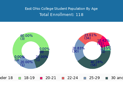 East Ohio College 2024 Student Population Age Diversity Pie chart