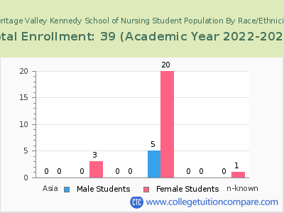 Heritage Valley Kennedy School of Nursing 2023 Student Population by Gender and Race chart