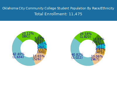 Oklahoma City Community College 2025 Student Population by Gender and Race chart