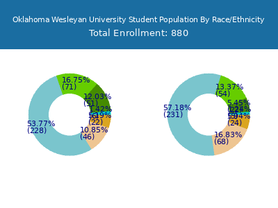 Oklahoma Wesleyan University 2025 Student Population by Gender and Race chart