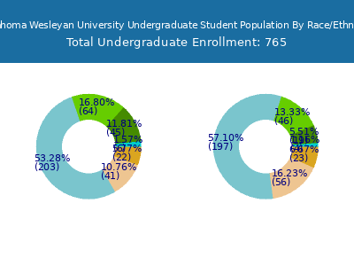 Oklahoma Wesleyan University 2025 Undergraduate Enrollment by Gender and Race chart