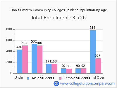 Illinois Eastern Community Colleges 2025 Student Population by Age chart