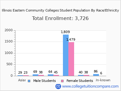 Illinois Eastern Community Colleges 2025 Student Population by Gender and Race chart