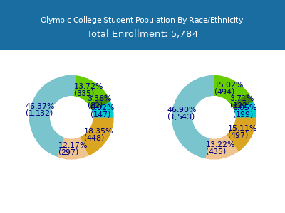 Olympic College 2025 Student Population by Gender and Race chart