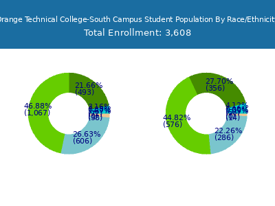Orange Technical College-South Campus 2025 Student Population by Gender and Race chart