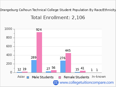 Orangeburg Calhoun Technical College 2025 Student Population by Gender and Race chart