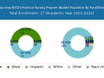 Otsego Area BOCES-Practical Nursing Program 2023 Student Population by Gender and Race chart