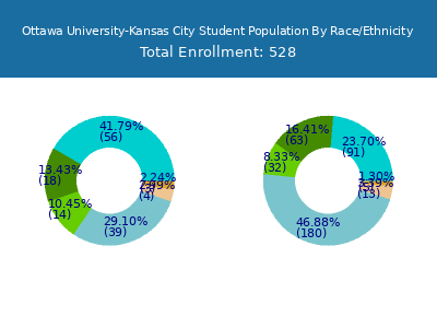Ottawa University-Kansas City 2025 Student Population by Gender and Race chart