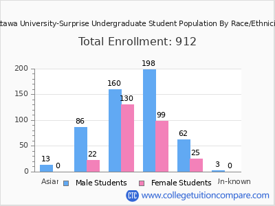 Ottawa University-Surprise 2025 Undergraduate Enrollment by Gender and Race chart