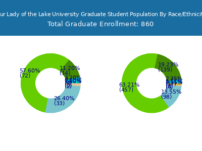 Our Lady of the Lake University 2025 Graduate Enrollment by Gender and Race chart