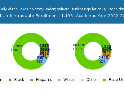 Our Lady of the Lake University 2023 Undergraduate Enrollment by Gender and Race chart