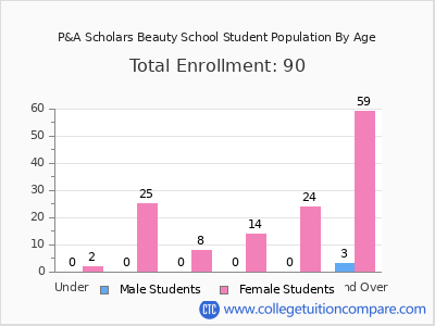 P&A Scholars Beauty School 2024 Student Population by Age chart