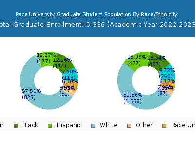 Pace University 2023 Graduate Enrollment by Gender and Race chart