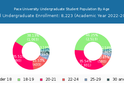 Pace University 2023 Undergraduate Enrollment Age Diversity Pie chart