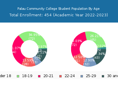 Palau Community College 2023 Student Population Age Diversity Pie chart