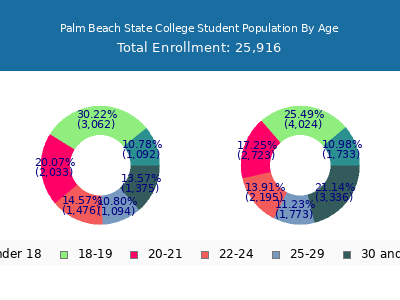 Palm Beach State College 2025 Student Population Age Diversity Pie chart
