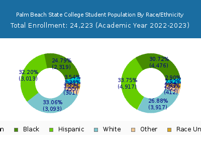 Palm Beach State College 2023 Student Population by Gender and Race chart
