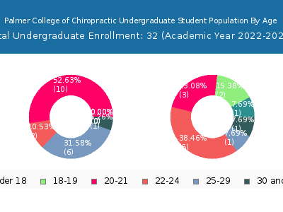 Palmer College of Chiropractic 2023 Undergraduate Enrollment Age Diversity Pie chart