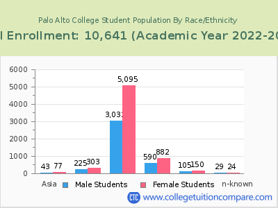 Palo Alto College 2023 Student Population by Gender and Race chart