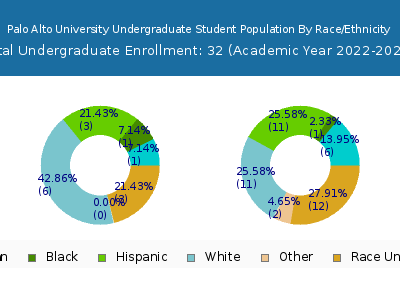 Palo Alto University 2023 Undergraduate Enrollment by Gender and Race chart