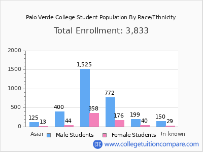 Palo Verde College 2025 Student Population by Gender and Race chart