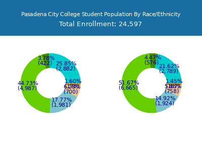 Pasadena City College 2025 Student Population by Gender and Race chart