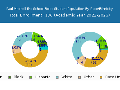 Paul Mitchell the School-Boise 2023 Student Population by Gender and Race chart