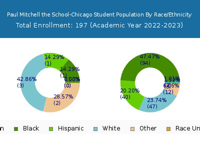 Paul Mitchell the School-Chicago 2023 Student Population by Gender and Race chart