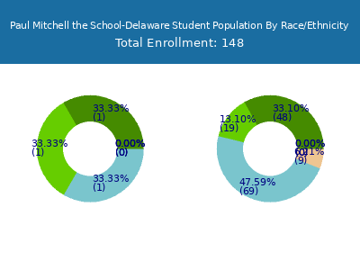 Paul Mitchell the School-Delaware 2025 Student Population by Gender and Race chart