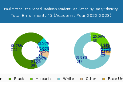Paul Mitchell the School-Madison 2023 Student Population by Gender and Race chart