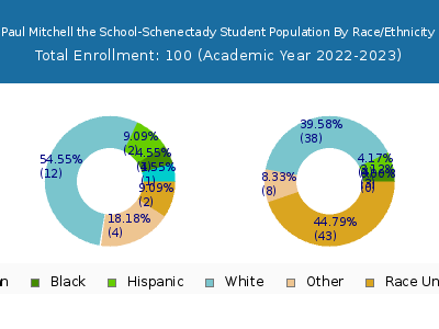 Paul Mitchell the School-Schenectady 2023 Student Population by Gender and Race chart