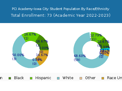 PCI Academy-Iowa City 2023 Student Population by Gender and Race chart