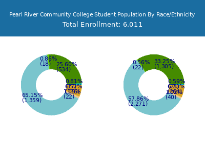 Pearl River Community College 2025 Student Population by Gender and Race chart