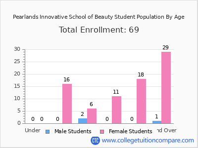 Pearlands Innovative School of Beauty 2024 Student Population by Age chart