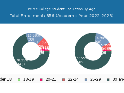Peirce College 2023 Student Population Age Diversity Pie chart