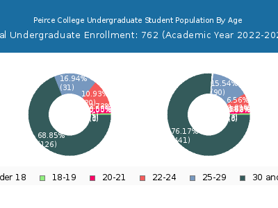 Peirce College 2023 Undergraduate Enrollment Age Diversity Pie chart