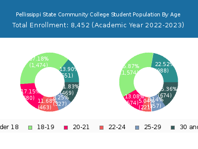 Pellissippi State Community College 2023 Student Population Age Diversity Pie chart