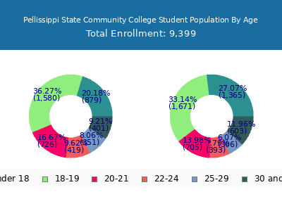 Pellissippi State Community College 2025 Student Population Age Diversity Pie chart