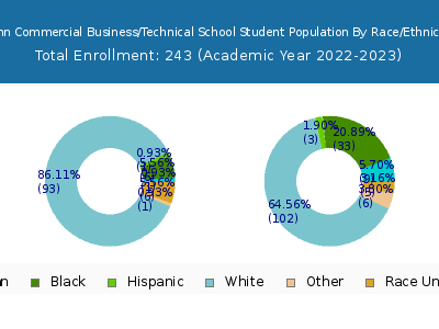 Penn Commercial Business/Technical School 2023 Student Population by Gender and Race chart