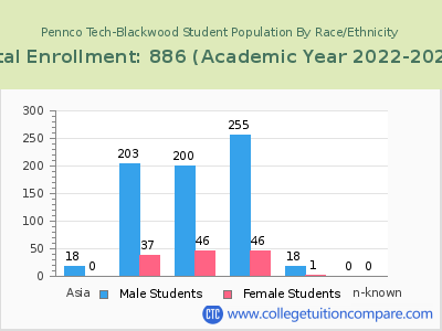 Pennco Tech-Blackwood 2023 Student Population by Gender and Race chart