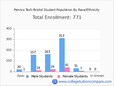 Pennco Tech-Bristol 2025 Student Population by Gender and Race chart