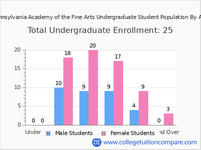 Pennsylvania Academy of the Fine Arts 2024 Undergraduate Enrollment by Age chart