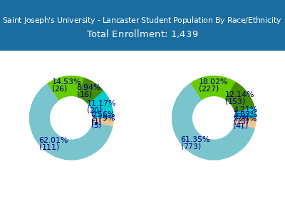 Saint Joseph's University - Lancaster 2025 Student Population by Gender and Race chart