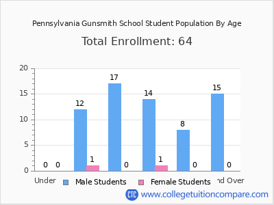 Pennsylvania Gunsmith School 2024 Student Population by Age chart